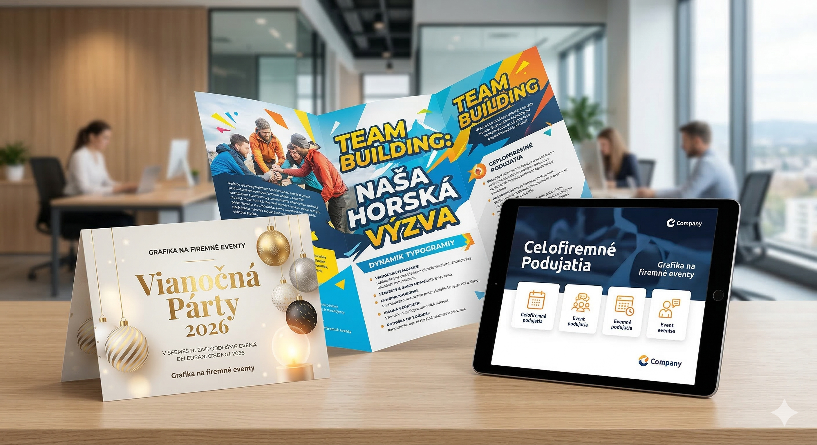 Profesionálna grafika na firemné eventy: Pozdvihnite vianočnú párty 2026 či teambuilding 2026 na novú úroveň